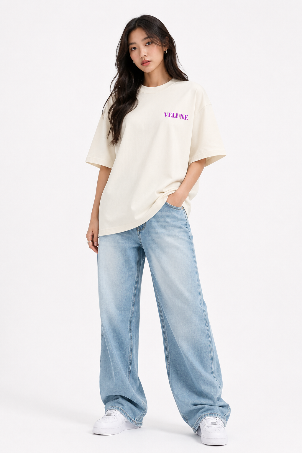 VELUNE Essential Oversized Tee - Off White