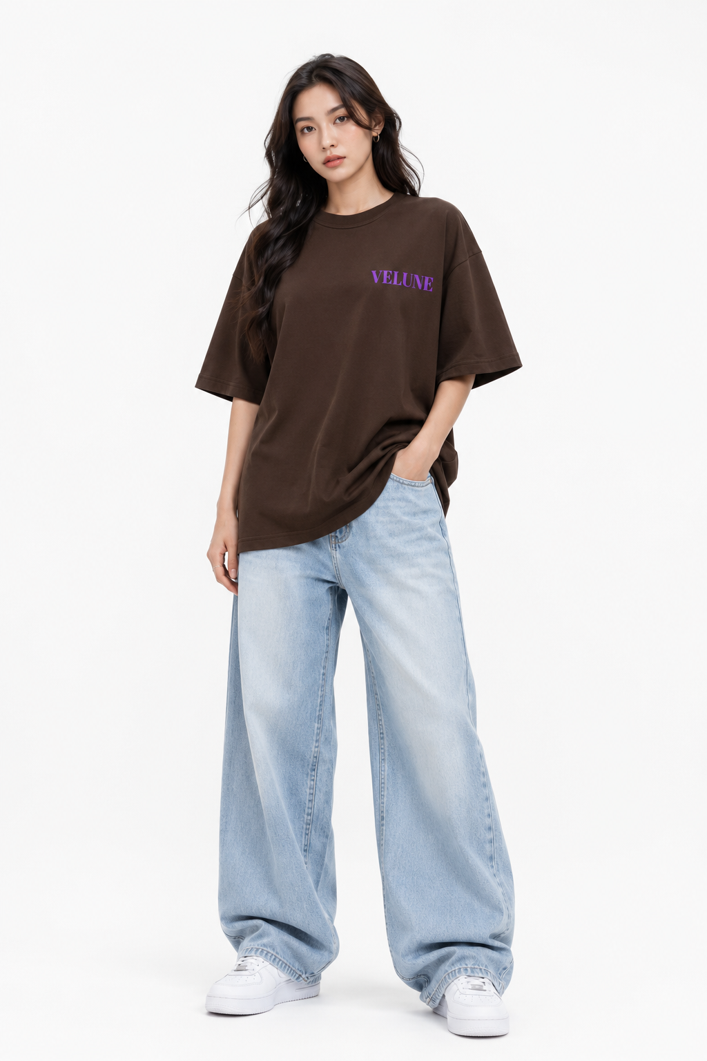 VELUNE Essential Oversized Tee - Brown
