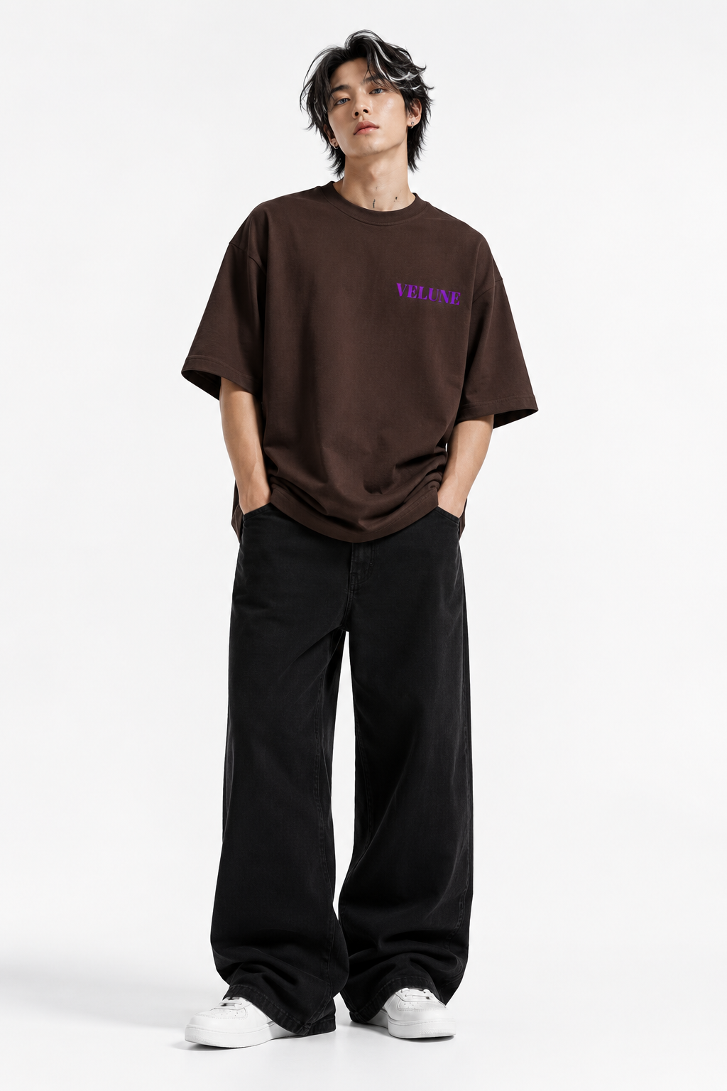 VELUNE Essential Oversized Tee - Brown
